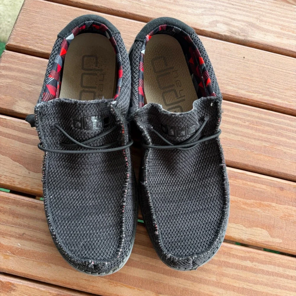 Hey Dude Wally Sox Jet Black Mens Size 7 Knit Moc Toe Slip On Loafers 110354935